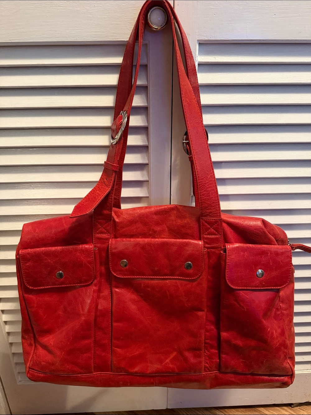 Latico Red Women’s Shoulder Tote Bag - Classic Red Leather Bag